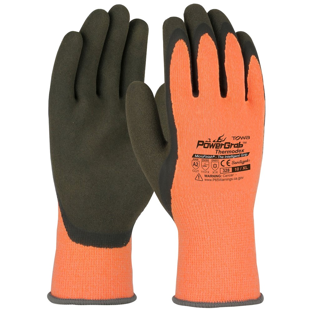 PIP HI-VIS Knit Glove W/LATEX Mfinish Grip ON P/F XL, 12 Pairs/Pack