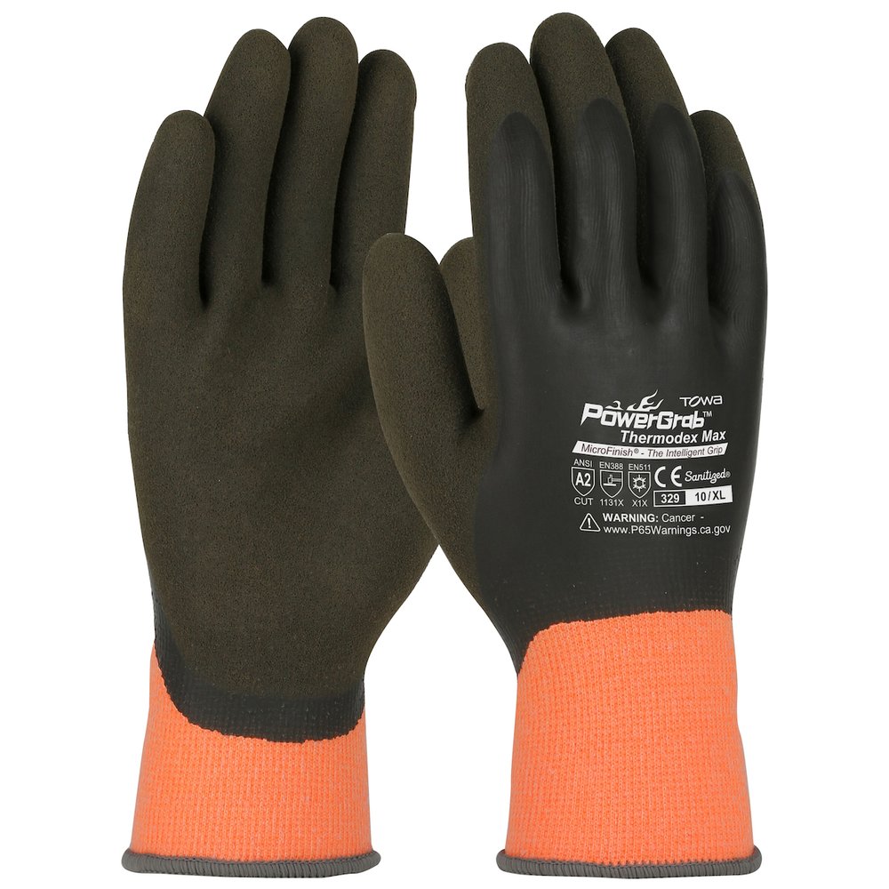 PIP HI-VIS Knit Glove W/LATEX Mfinish Grip Full L, 12 Pairs/Pack