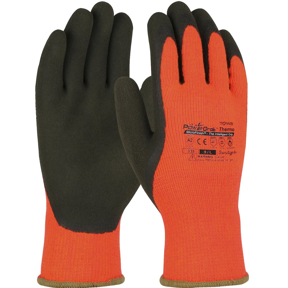 PIP HI-VIS Knit Acrylic Terry Glve Latex Microfinish, 12 Pairs/Dozen
