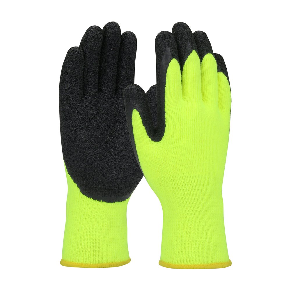 PIP Econ HI-VIS Knit Acrylicglove Latex Grip P/F L, 12 Pairs/Pack