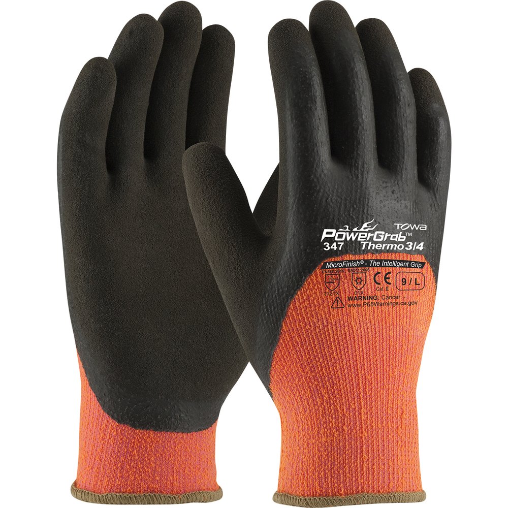 PIP HI-VIS Knit Glove Latexmfinish Grip P/F/K L, 12 Pairs/Pack