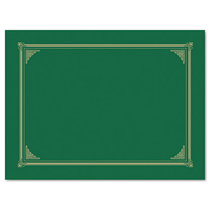 Certificate/Document Cover, 12.5 x 9.75, Green, 6/Pack