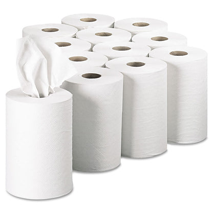 Pacific Blue Basic Recycled Paper Towel Roll, 1-Ply, 7.88" x 350 ft, White, 12 Rolls/Carton