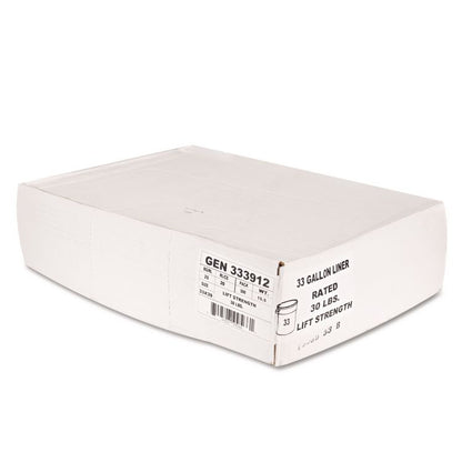 High-Density Can Liners, 33 gal, 9 mic, 33" x 39", Natural, Perforated Roll, 25 Bags/Roll, 20 Rolls/Carton