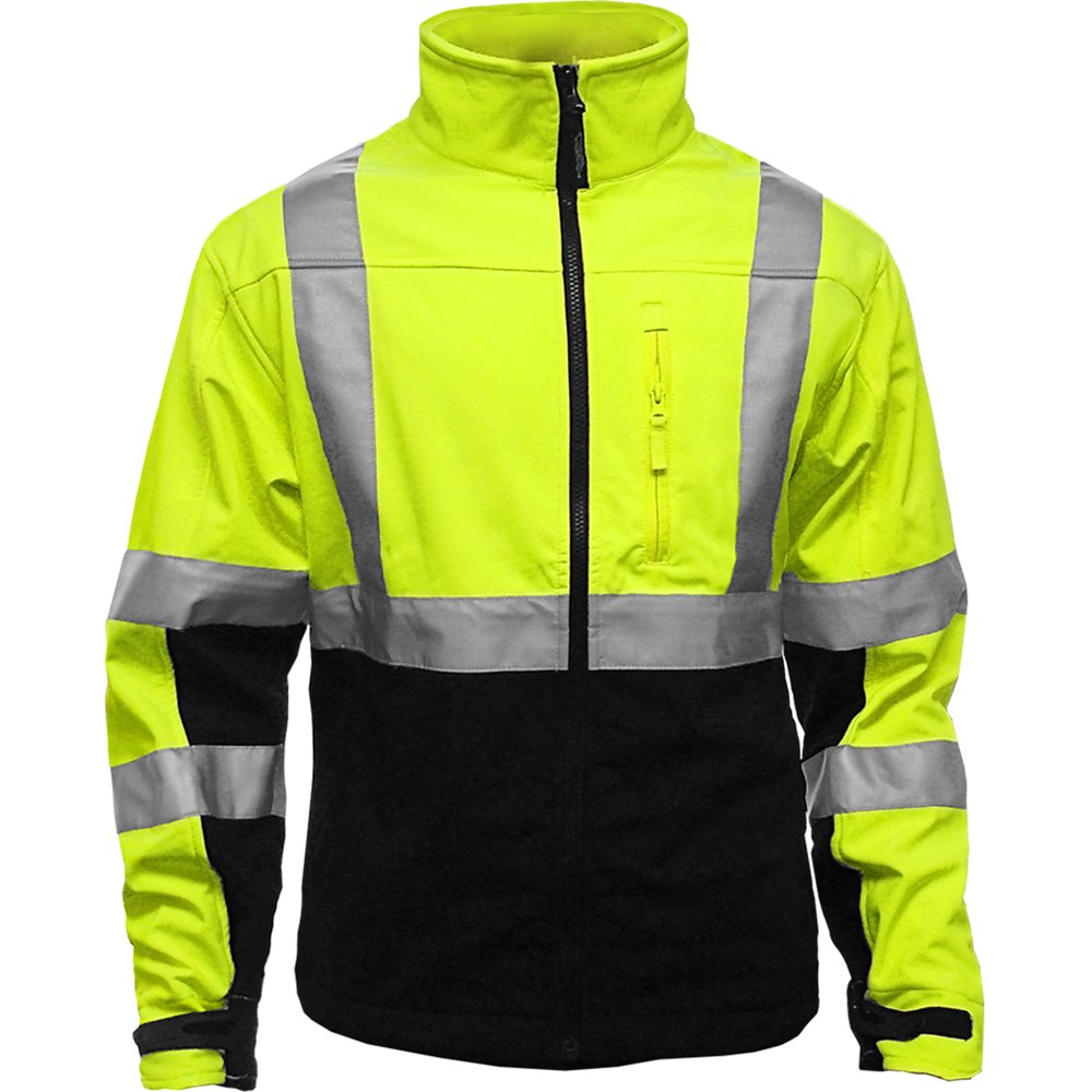 Reflective Apparel by PIP ANSI Type R CL3 BLK Softjacket W/FLEECE XL