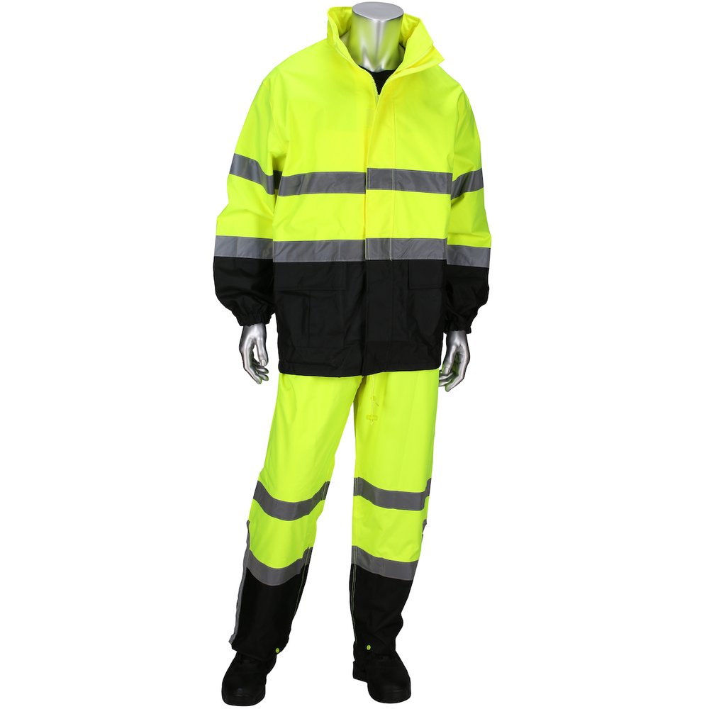 PIP ANSI Type R CL3 2-PC Rain Suit W/BLACK Bottom