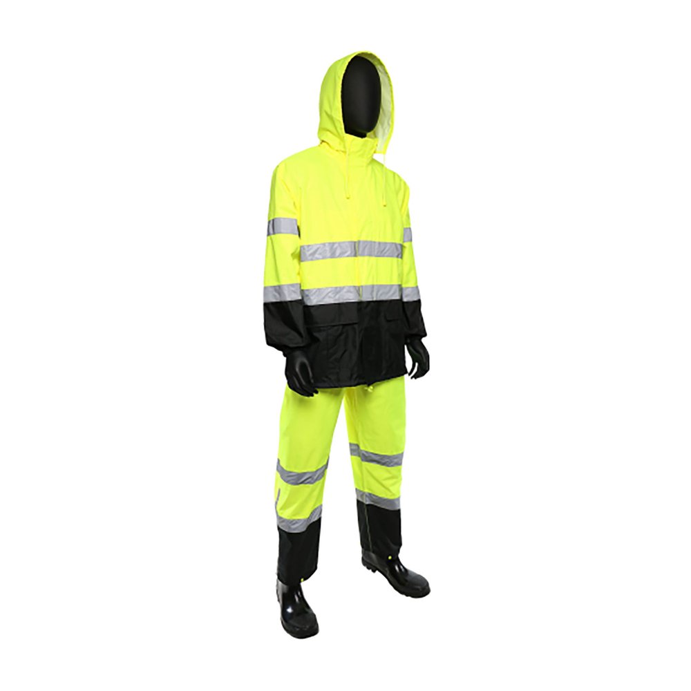 PIP ANSI Type R CL3 FR 2-PCRAIN Suit W/BLK 3XL