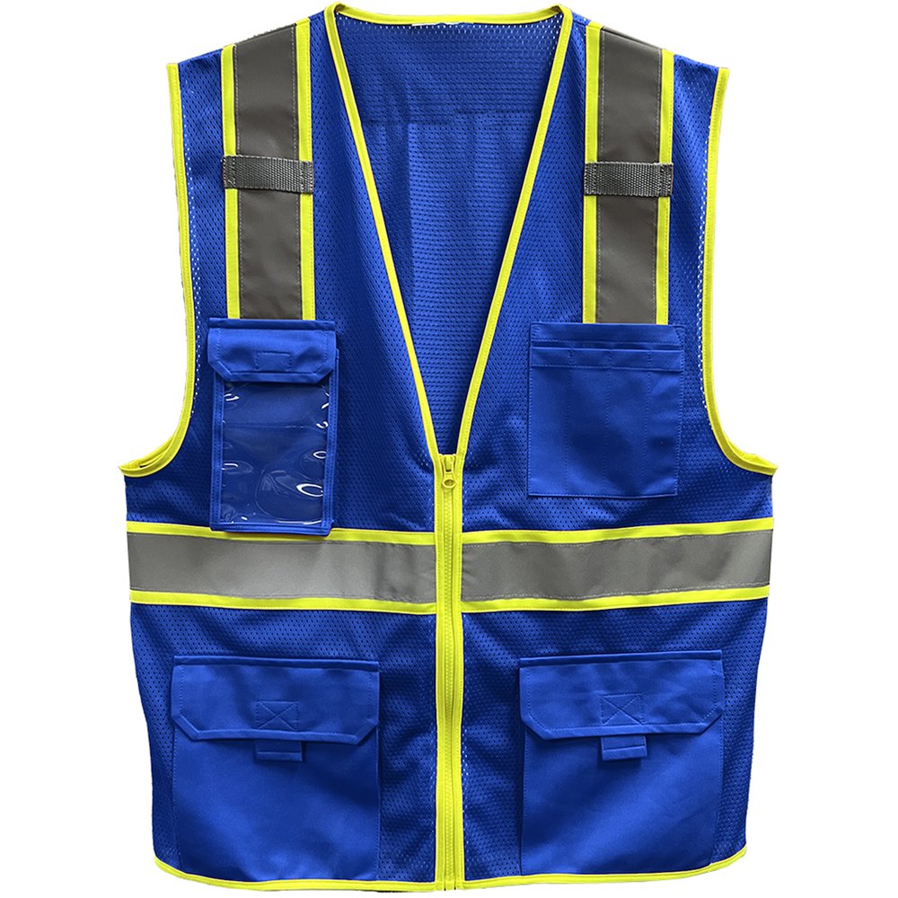Reflective Apparel by PIP Enhanced Visibility 2-TONE Five Pocket Mesh Vest