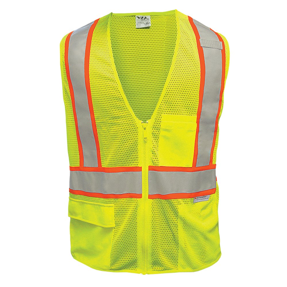 Reflective Apparel by PIP ANSI Type R CL2 2-TONE 7POCKET Breakway Vest L