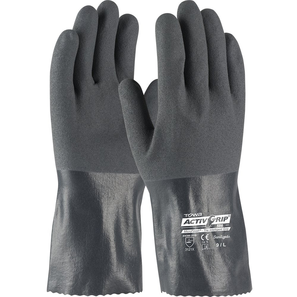 PIP Nitrile Glove W/COTT Liner&mfinish Grip 12" S, 12 Pairs/Pack