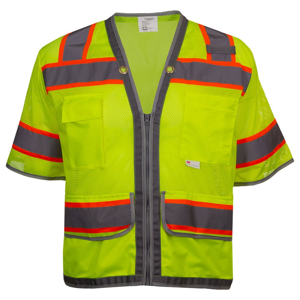 Reflective Apparel by PIP ANSI Type R CL3 2-TONE 12 Pocket Vest Contrast