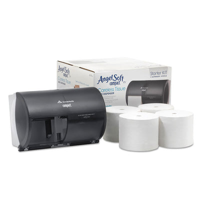 Compact Tissue Dispenser and Angel Soft ps Tissue Start Kit, 10.13 x 6.75 x 7.13, Translucent Smoke