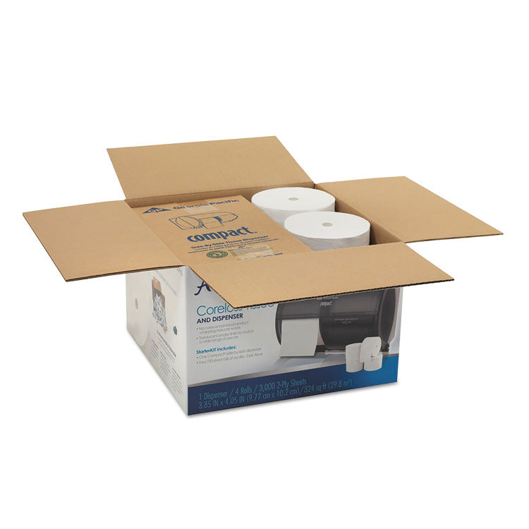 Compact Tissue Dispenser and Angel Soft ps Tissue Start Kit, 10.13 x 6.75 x 7.13, Translucent Smoke
