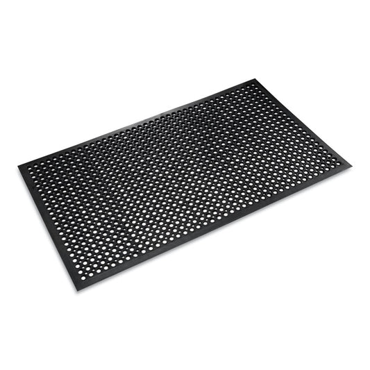 Safewalk-Light Wet/Oily Floor Anti-Fatigue Drainage Mats, 0.5" Thick, 36" x 60", Black Perforated Surface