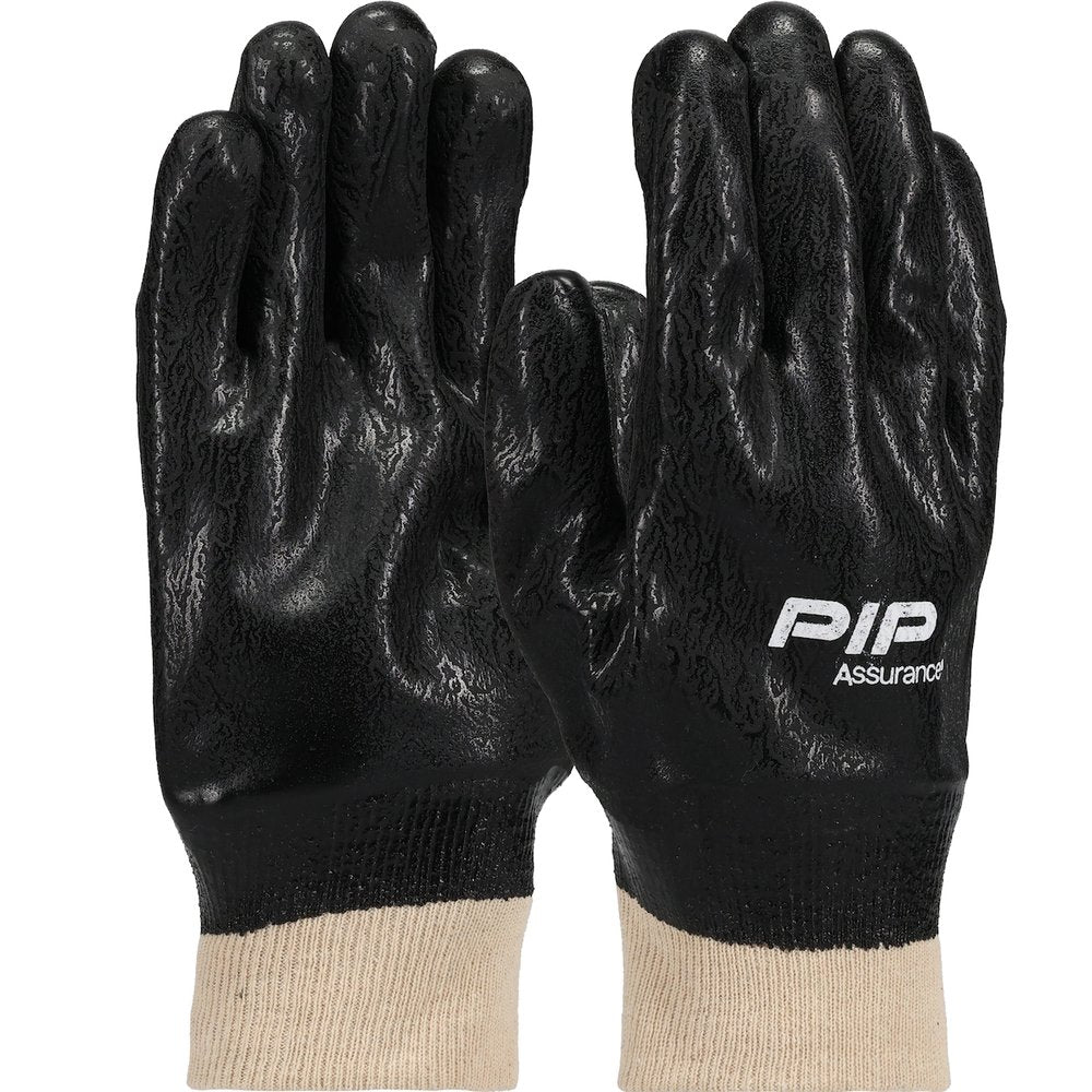 PIP Prem PVC Glove I.lock Liner&rough Sand Fin.knit, 12 Pairs/Pack