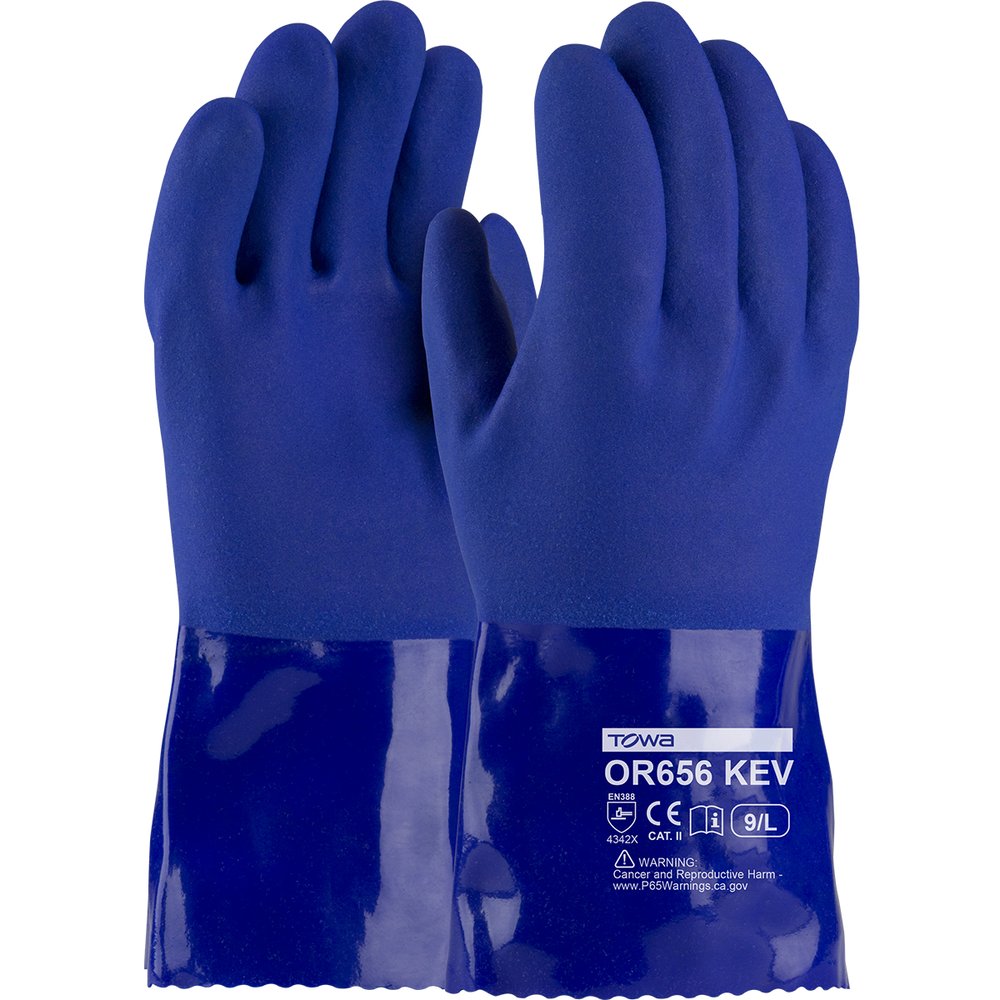 PIP Oil Resist PVC Glove W/KEVLAR Liner&rough Grip, 12 Pairs/Pack