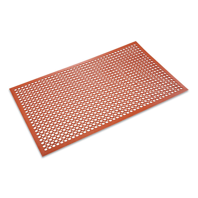 Grease-Resistant Safewalk-Light Wet/Oily Floor Anti-Fatigue Drainage Mat, 0.5" Thick, 36 x 60, Terra Cotta Perforated Surface
