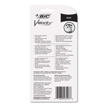 Velocity Max Pencil, 0.9 mm, HB (#2), Black Lead, Assorted Barrel Colors, 2/Pack