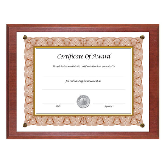 Award-A-Plaque Document Holder, Acrylic/Plastic, 10.5 x 13, Mahogany
