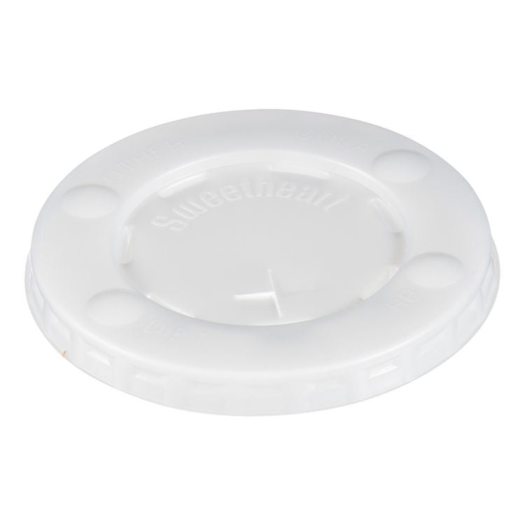 Straw-Slot Cold Cup Lids, Identification Buttons, Fits 10 oz Cold Cups, Plastic, Translucent, 2,000/Carton