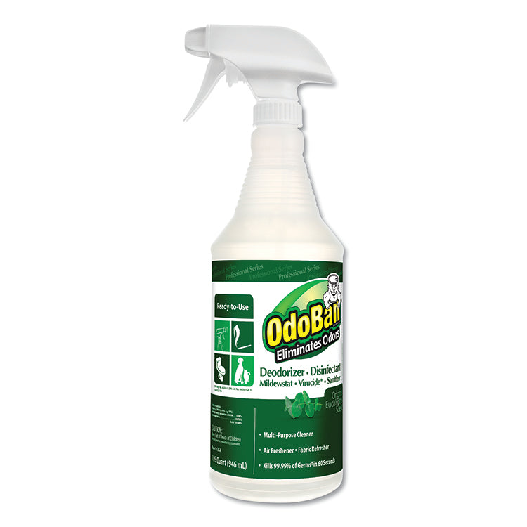 RTU Odor Eliminator and Disinfectant, Eucalyptus, 32 oz Spray Bottle