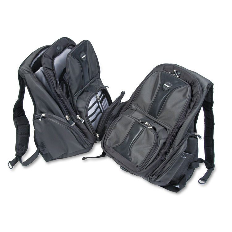 Contour Laptop Backpack, Fits Devices Up to 17", Ballistic Nylon, 15.75 x 9 x 19.5, Black
