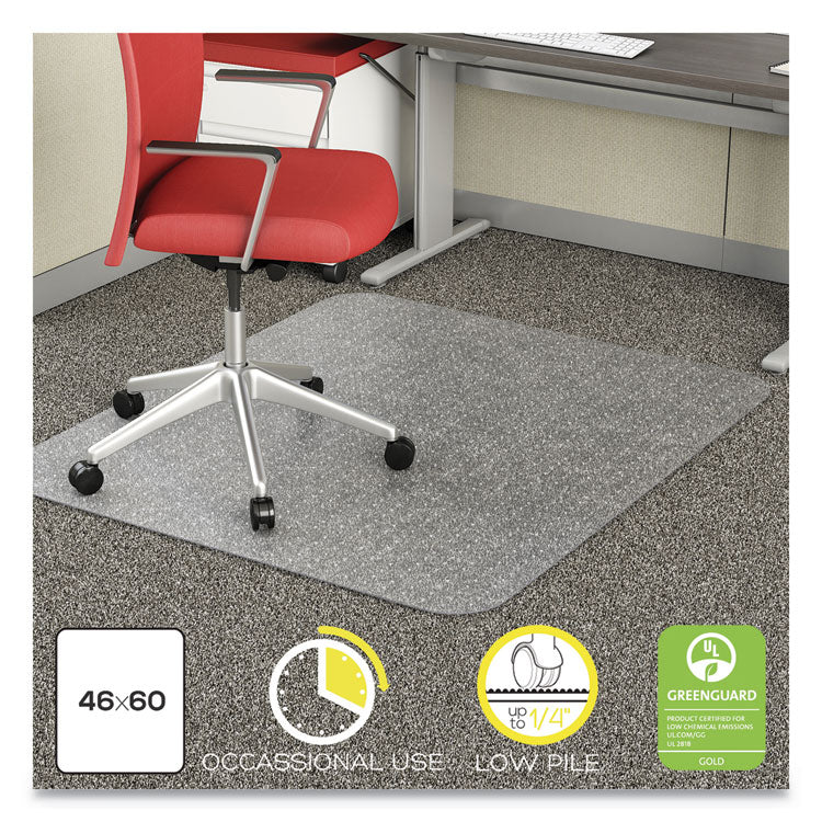 EconoMat Occasional Use Chair Mat for Flat Pile Carpeted Floors, Rectangular, 46" x 60", Clear, Ships Rolled