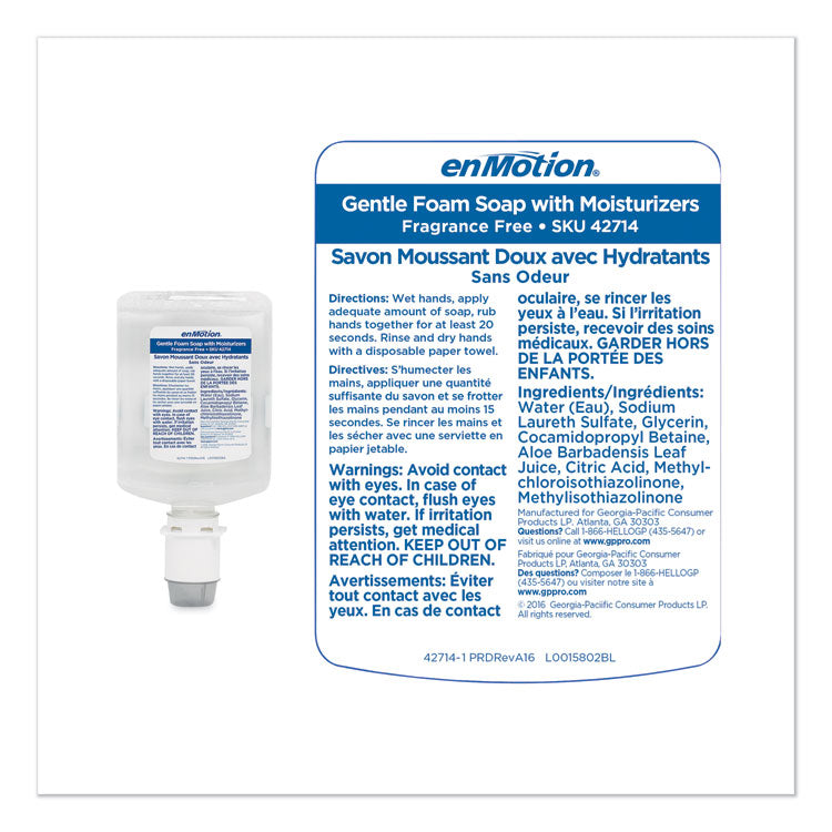 GP enMotion Automated Touchless Moisturizing Gentle Foam Soap Refill, Unscented, 1,200 mL, 2/Carton