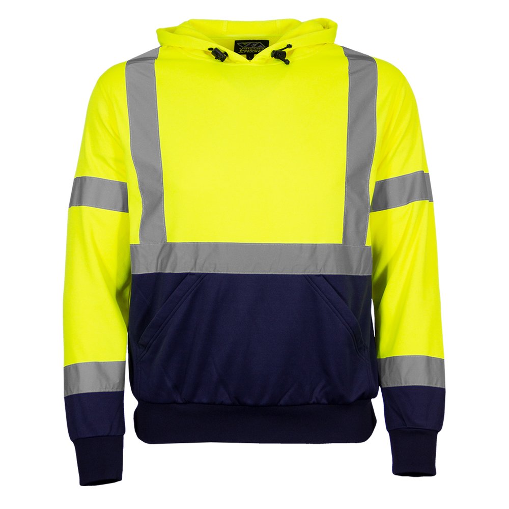 Reflective Apparel by PIP ANSI Type R CL3 Pulloversweatshirt YEL/NVY