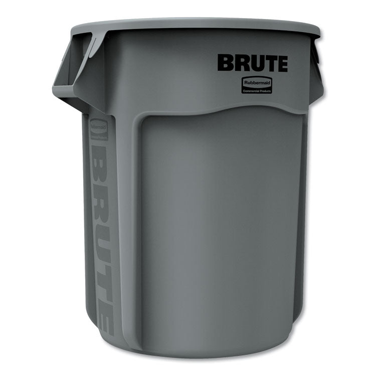 Vented Round Brute Container, 55 gal, Plastic,  Gray