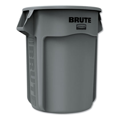 Vented Round Brute Container, 55 gal, Plastic,  Gray