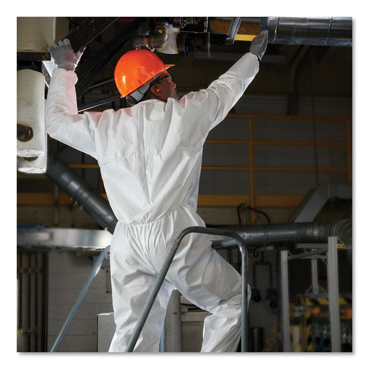 A30 Elastic-Back and Cuff Coveralls, 1" Flap, 4X-Large, White, 21/Carton