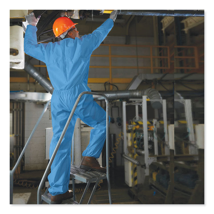 A20 Coveralls, MICROFORCE Barrier SMS Fabric, Zip Front, Elastic Wrists/Ankles, X-Large, Blue, 24/Carton