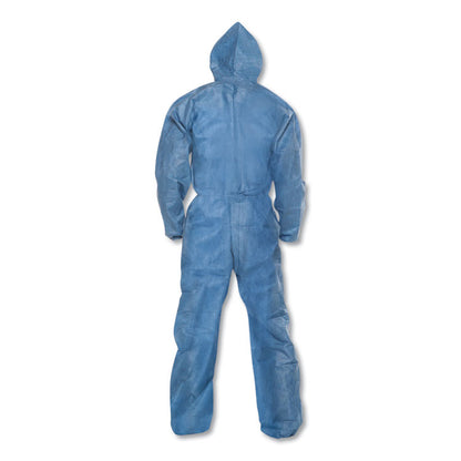 A20 Elastic Back Wrist/Ankle Hooded Coveralls, Large, Blue, 24/Carton