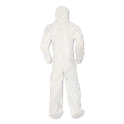 A80 Elastic-Cuff Hood and Boot Coveralls, Large, White, 12/Carton