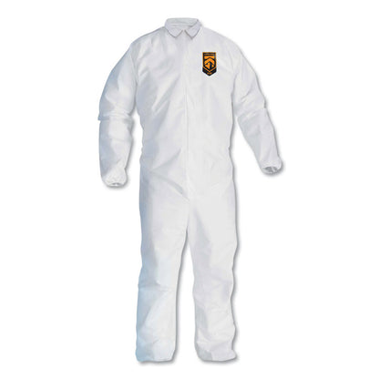 A30 Elastic-Back and Cuff Coveralls, 1" Flap, 4X-Large, White, 21/Carton