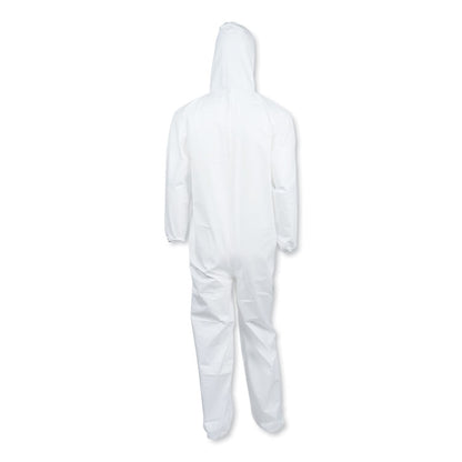A40 Elastic-Cuff and Ankles Hooded Coveralls, 5X-Large, White, 25/Carton