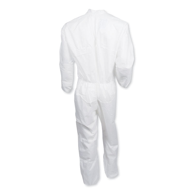 A30 Elastic-Back and Cuff Coveralls, 1" Flap, Large, White, 25/Carton