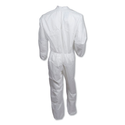 A30 Elastic Back Coveralls, Open Wrists and Ankles, 1" Flap, Medium, White, 25/Carton