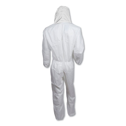 A30 Elastic-Back and Cuff Hooded Coveralls, 1" Flap, 3X-Large, White, 21/Carton