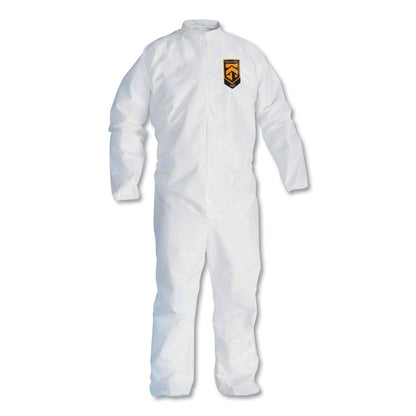 A30 Elastic-Back Coveralls, Open Wrist and Ankles, 1" Flap, White, X-Large, 25/Carton