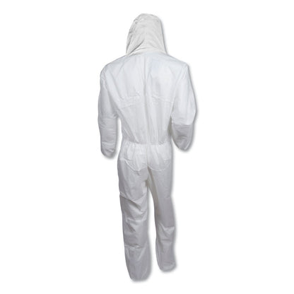 A20 Breathable Particle Protection Coveralls, Zip Front, Hood, Elastic Back Wrists and Ankles, Large, White