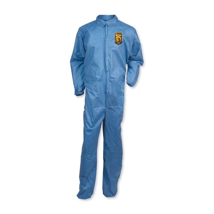 A20 Breathable Particle Protection Coveralls, Zip Front, Elastic Wrists/Ankles, Large, Blue,  24/Carton
