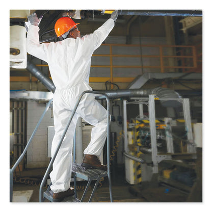 A30 Elastic-Back Coveralls, Open Wrist and Ankles, 1" Flap, White, X-Large, 25/Carton