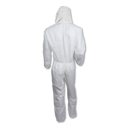 A30 Elastic-Back and Cuff Hooded Coveralls, 1" Flap, 2X-Large, White, 25/Carton
