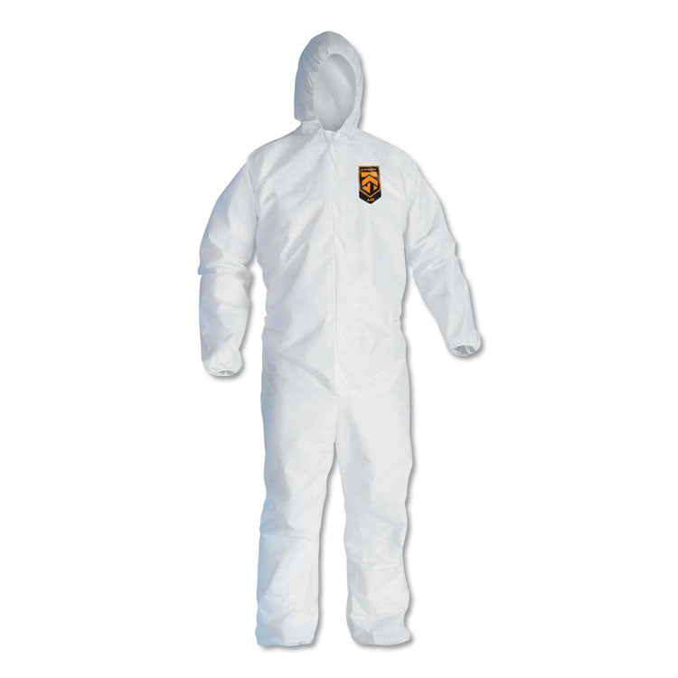 A45 Prep and Paint Coveralls, Zipper Front, Elastic Wrist and Ankles, Large, White, 25/Carton