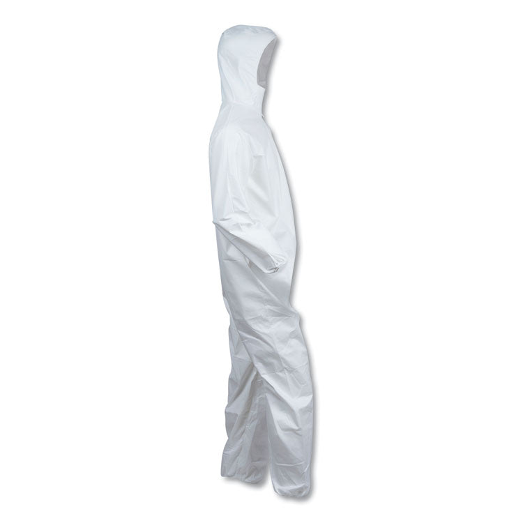 A40 Elastic-Cuff and Ankles Hooded Coveralls, 5X-Large, White, 25/Carton