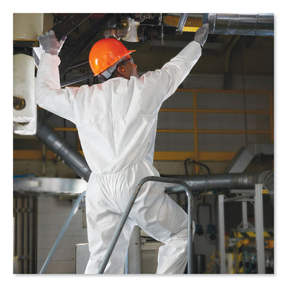 A30 Elastic-Back and Cuff Coveralls, 1" Flap, Large, White, 25/Carton