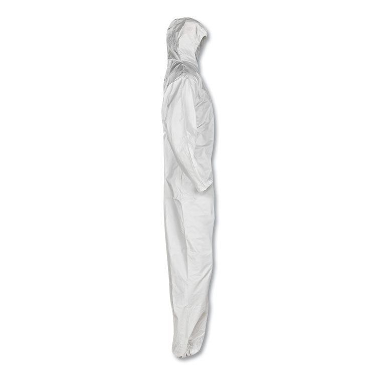 A30 Elastic-Back and Cuff Hooded Coveralls, 1" Flap, X-Large, White, 25/Carton