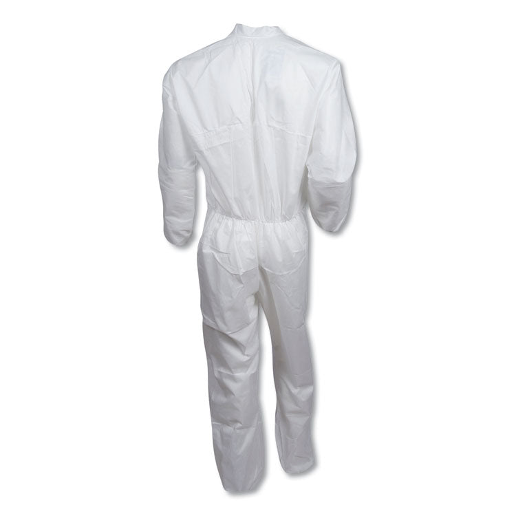 A30 Elastic-Back and Cuff Coveralls, 1" Flap, 4X-Large, White, 21/Carton